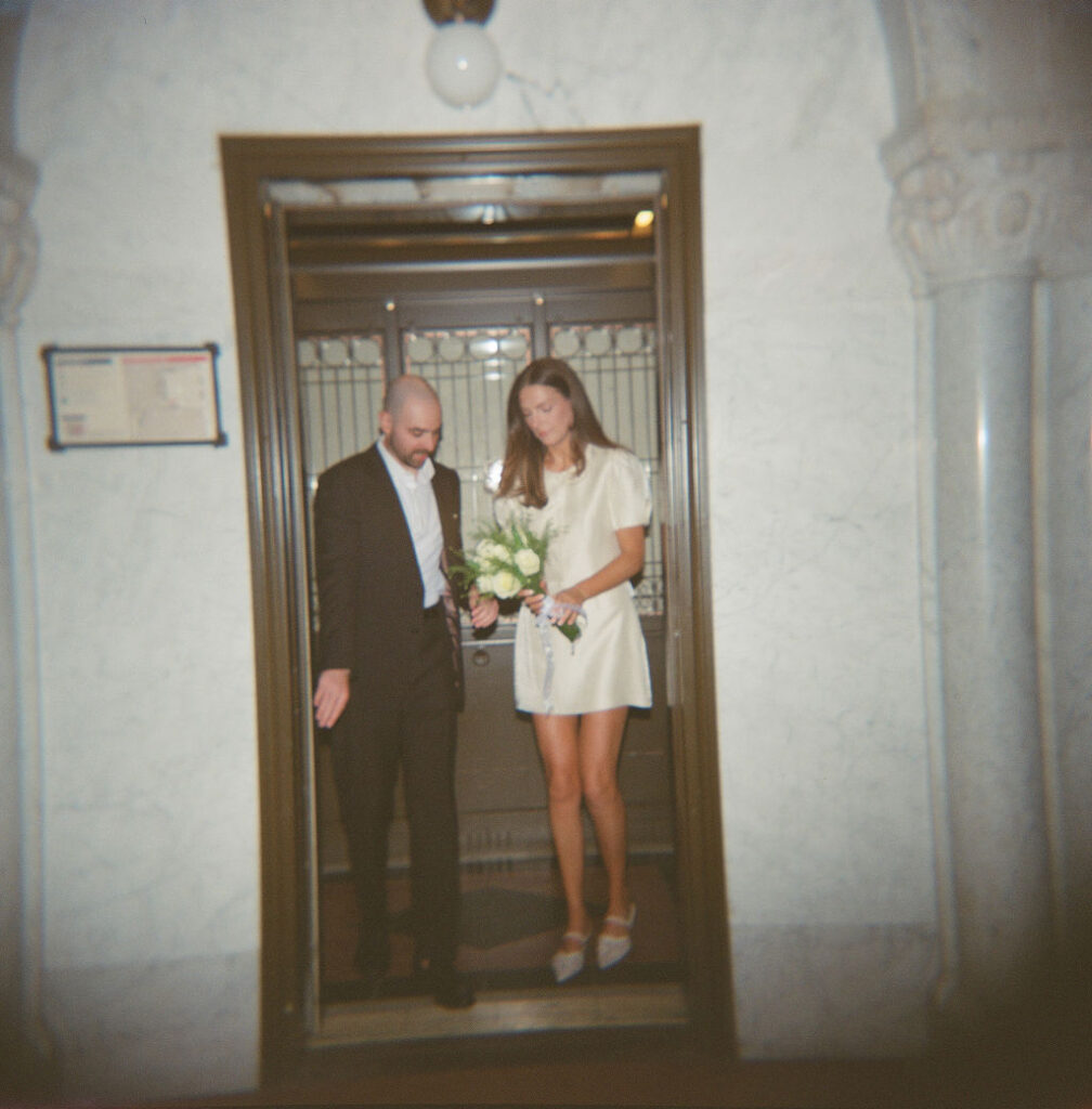 Bride and groom on 35mm film