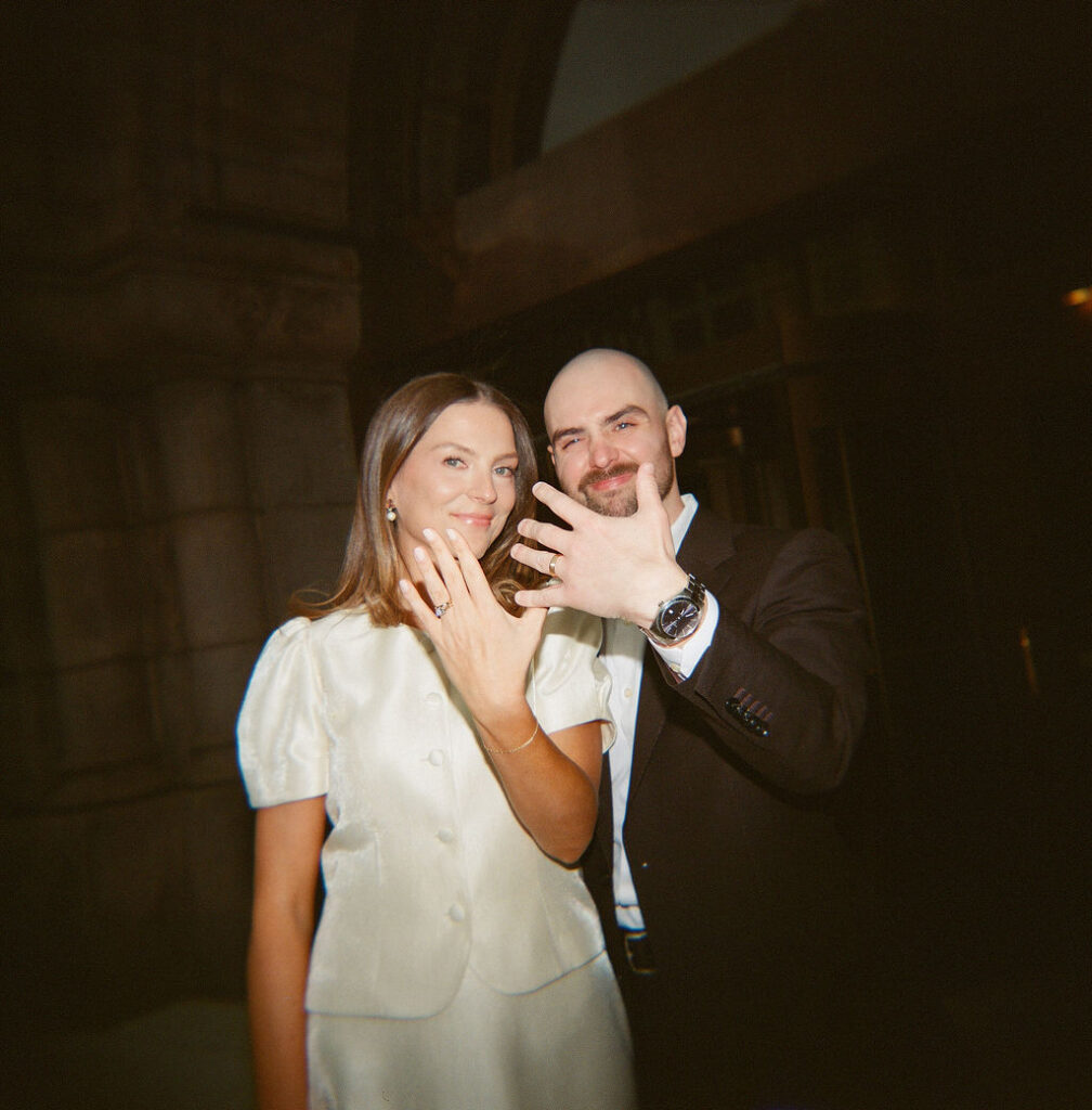Bride and groom on 35mm film