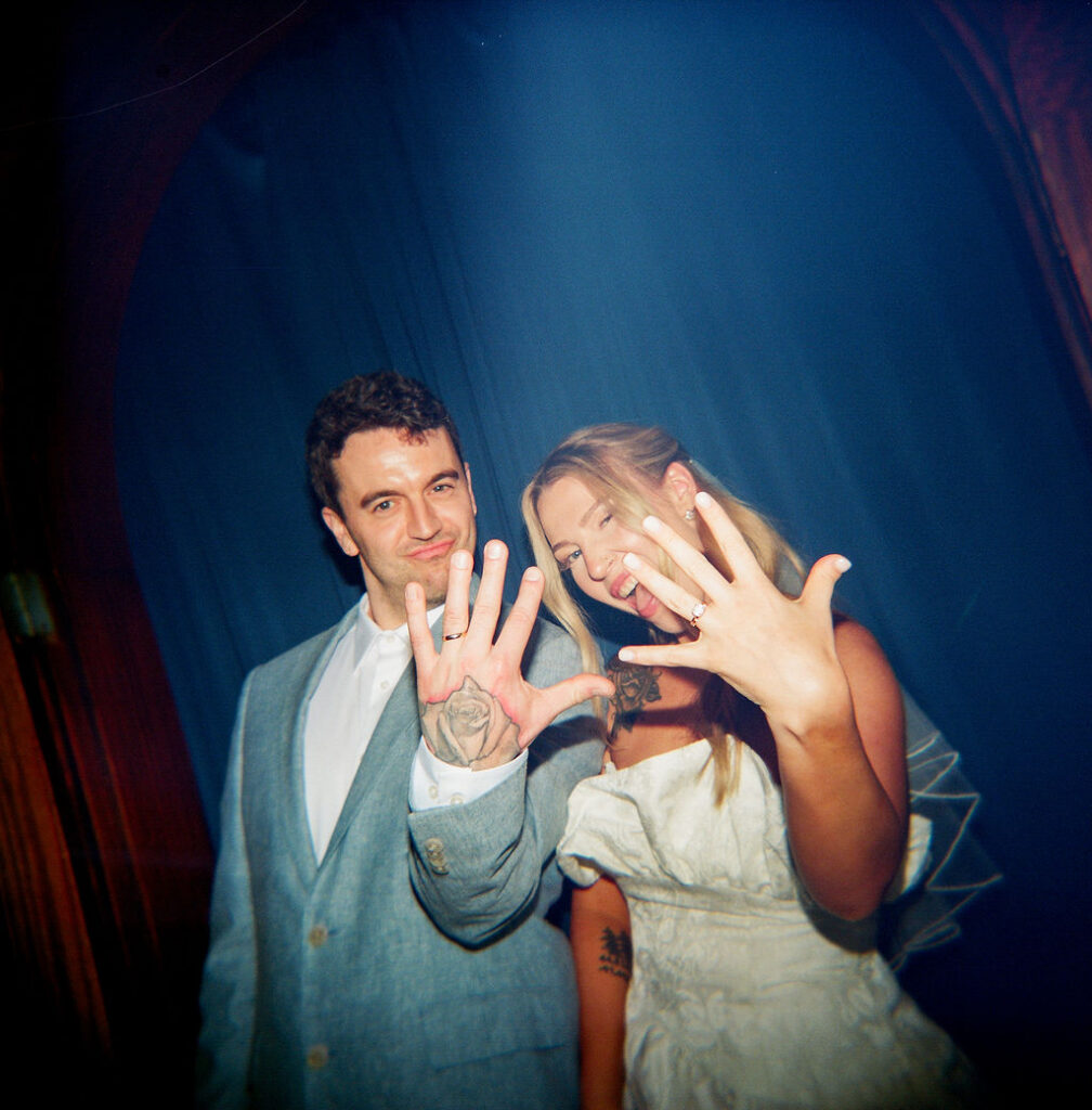 Bride and groom portraits on film