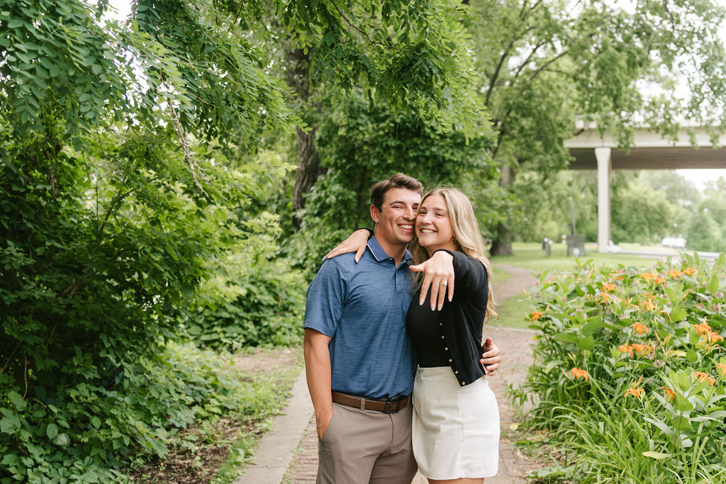 Downtown Minneapolis engagement photos after a surprise proposal