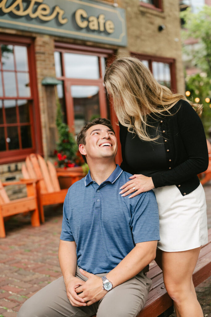 Downtown Minneapolis engagement photos after a surprise proposal