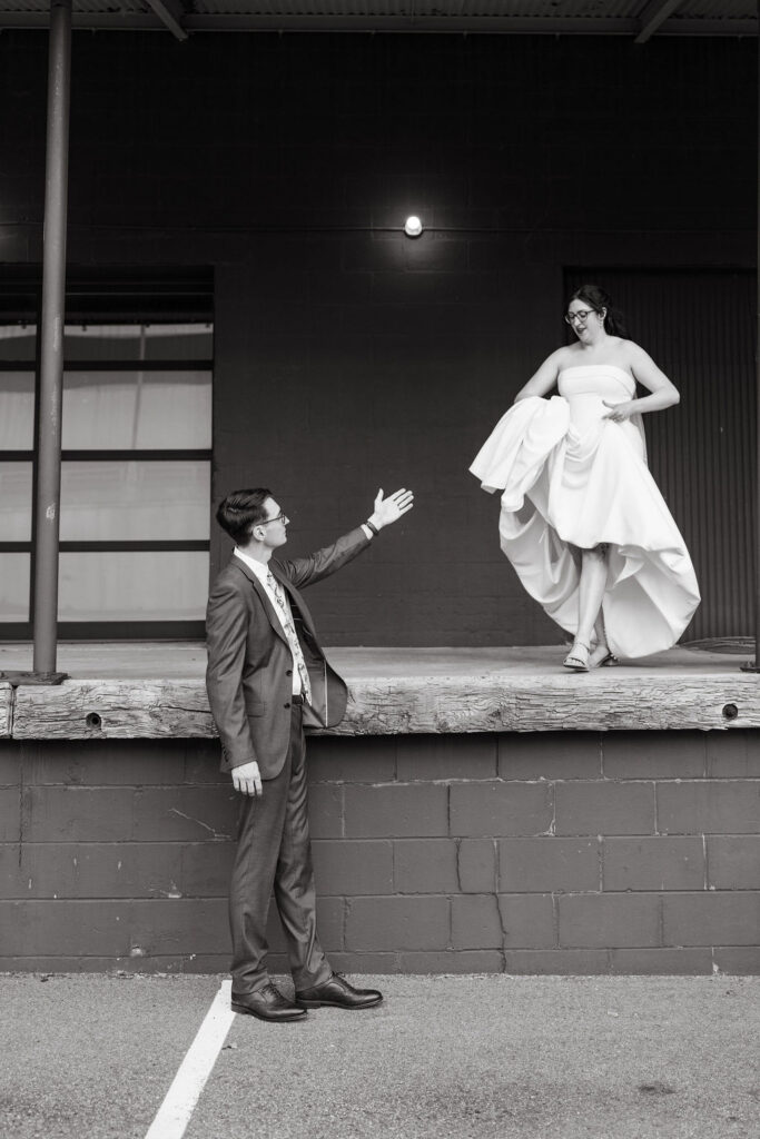 Industrial-style bride and groom portraits in St. Paul Minnesota