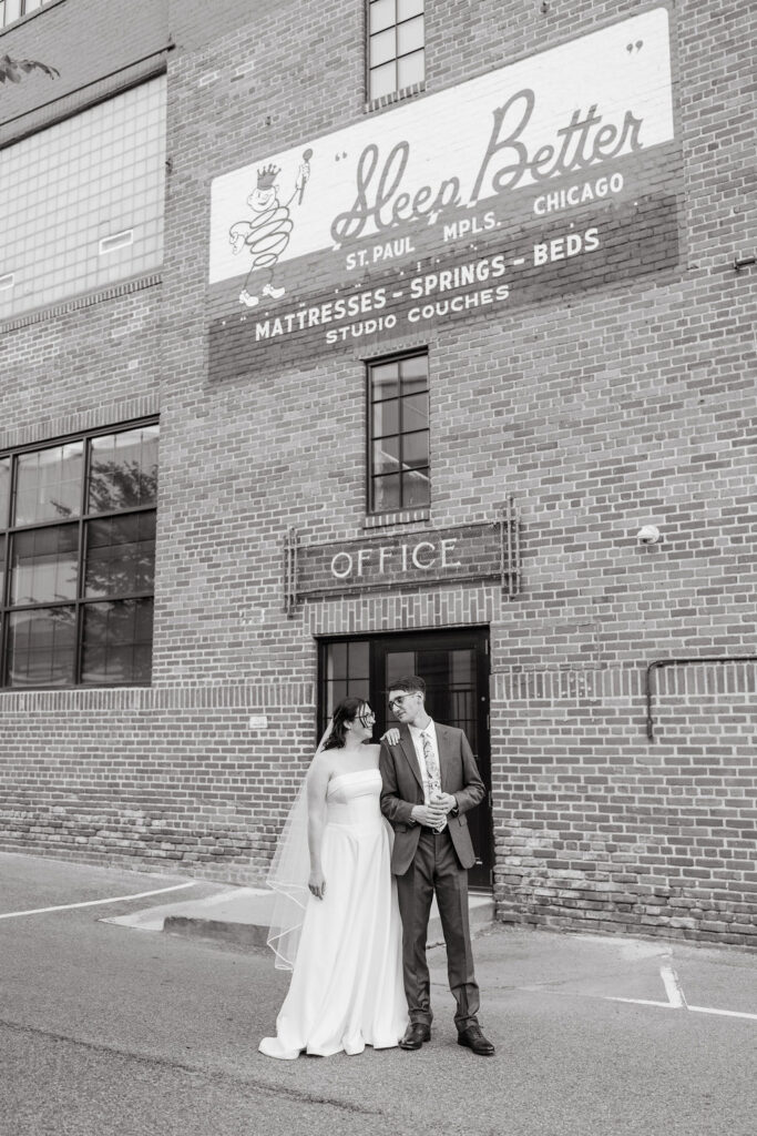 Industrial-style bride and groom portraits in St. Paul Minnesota